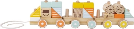 Pull Wooden Train with 21 Pieces