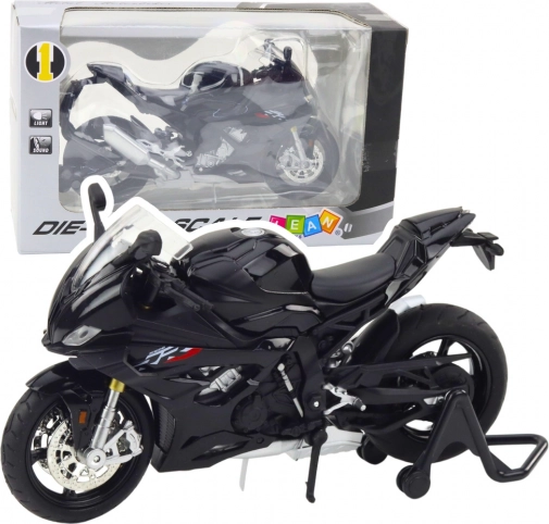 Kovový model športového motocykla s osvetlením a zvukom čierny 1:12