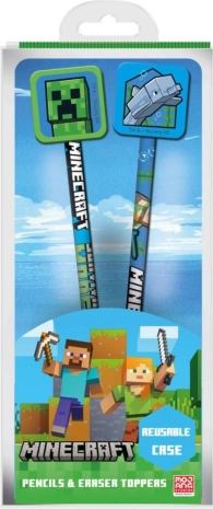 MINECRAFT Pencil Set with Toppers, 2 pcs