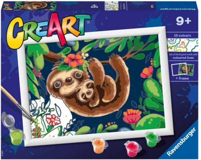 RAVENSBURGER CreArt számok szerinti festés – lajhárok 24 × 18 cm