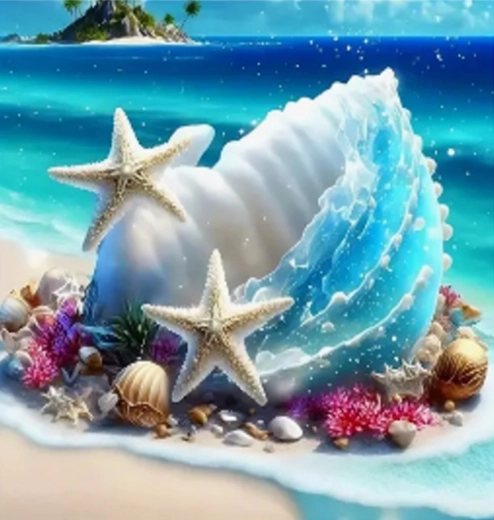Diamond Painting – Shells on an Island 30 × 40 cm