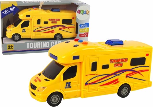 Toy car caravan with friction drive, lights and sounds