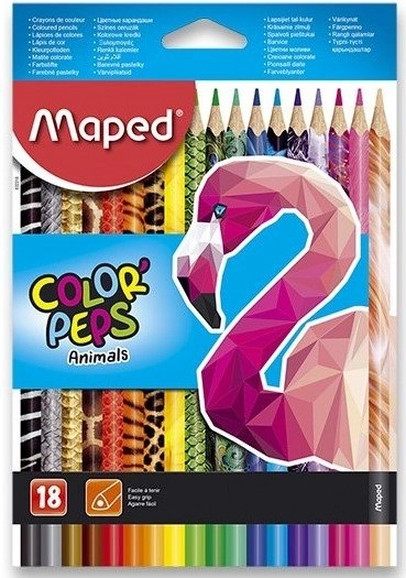 Triangular Colored Pencils MAPED Color'Peps Animals 18 pcs