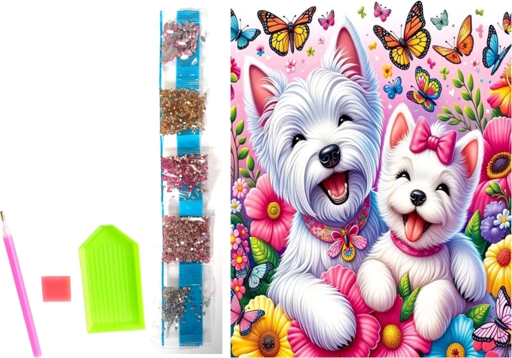 Diamond Painting on Canvas Cheerful Dogs 23 × 30 cm