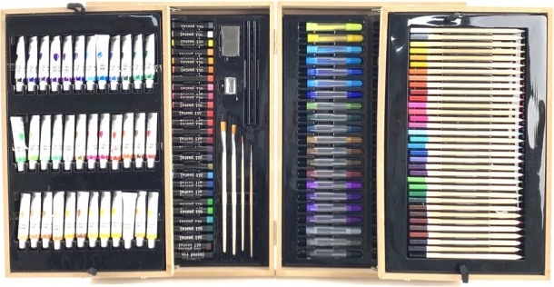 Profesionalni umetniški komplet v lesenem kovčku, 174 delov