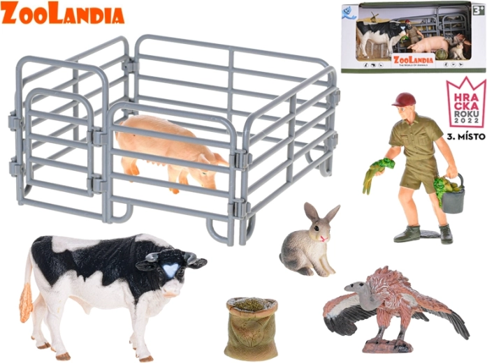 Zoolandia farm with bull and animals – playset with accessories