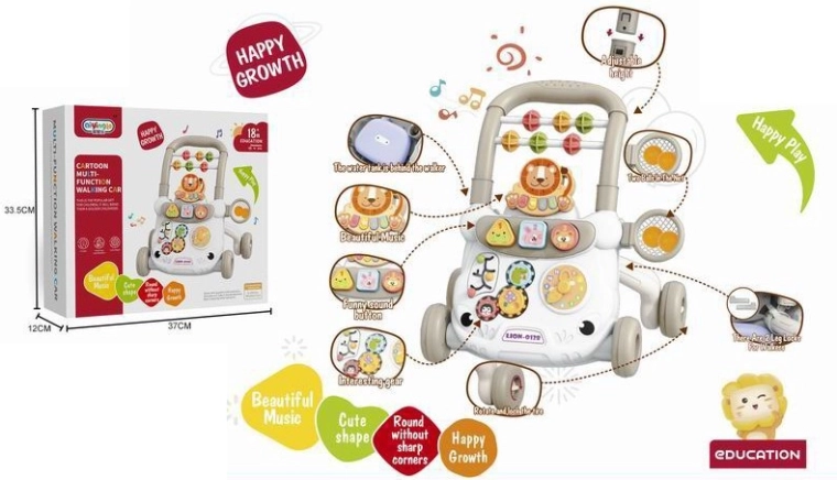 Interactieve babyloopwagen in de vorm van een leeuw