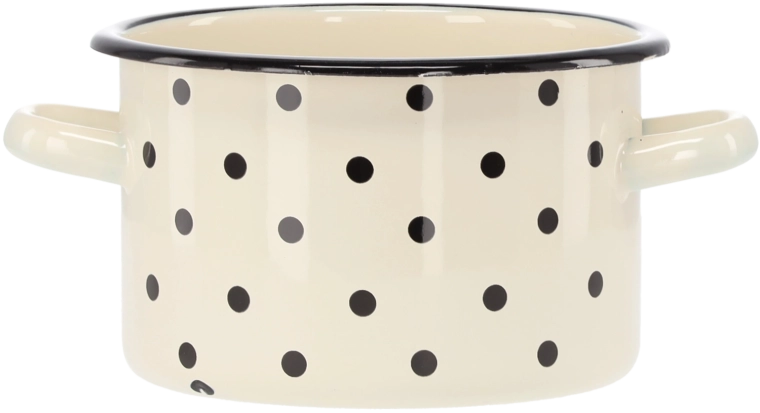 Pentola smaltata 2 l, 16 cm, bianca a pois