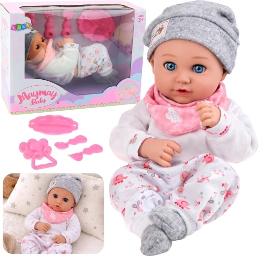 Babypuppe mit Fütterset und Zubehör 28 cm