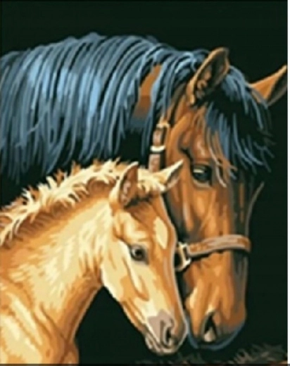 Diamond Painting Mare with Foal 30x40 cm