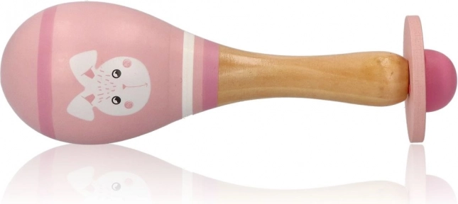 Wooden Maraca – Pink Bunny