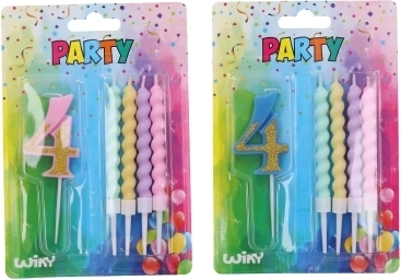Candela per festa numero 4 con 4 candele