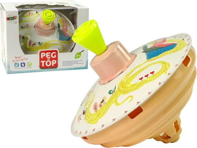 Metalna igračka zvrk s motivom Zlatokose žuta