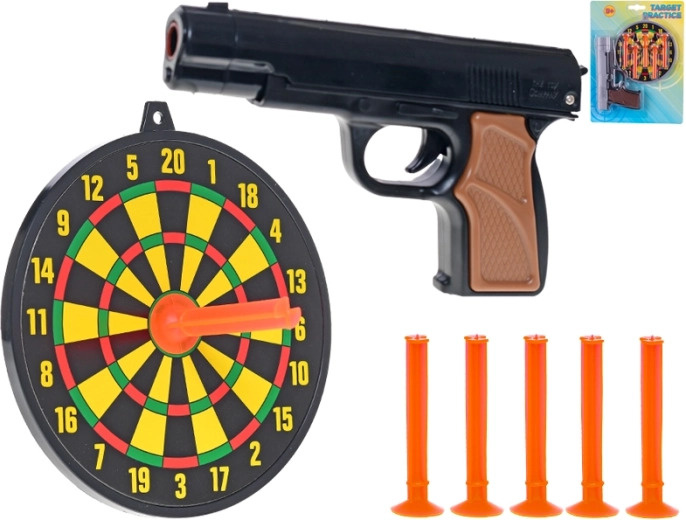 Børnepistol med sugekopper og mål 15 cm