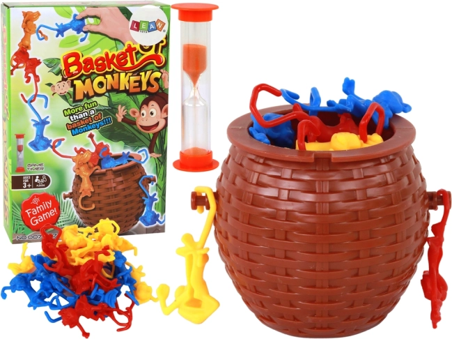Falling Monkeys – dexterity game with basket and sand timer