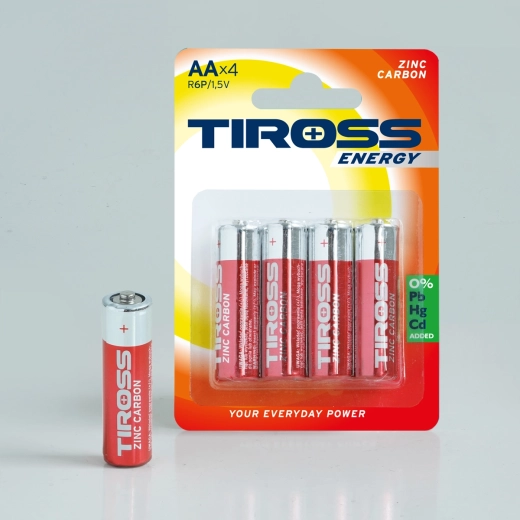 Batterie AA zinco-carbone 1,5 V, confezione da 4 pz