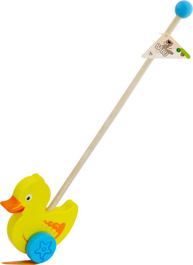 Babu anatra di legno su bastone per bambini dai 2 anni