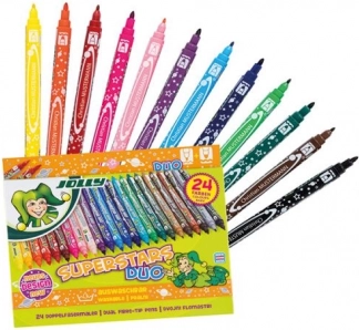 Dobbeltsidede tuscher SUPERSTARS DUO, 24 stk