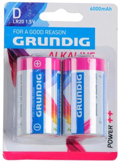 Piles alcalines D LR20 GRUNDIG 6000 mAh, 2 pcs