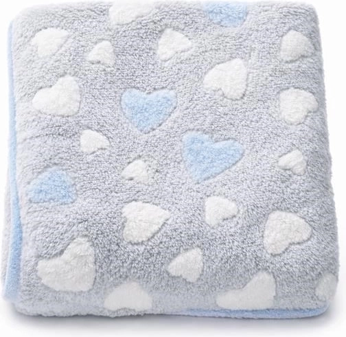 New Baby Baby Blanket Hearts, Blue 80×90 cm
