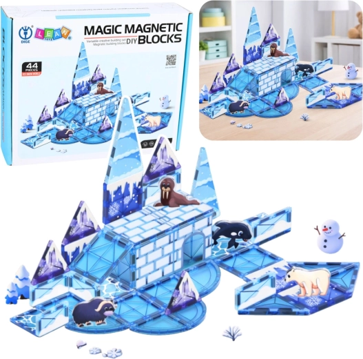 Magnetisches Konstruktionsset Eiskönigreich mit Tieren, 44 Teile
