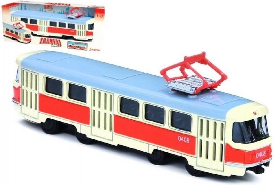 Metal retro tram Tatra T3 with pull-back 16 cm