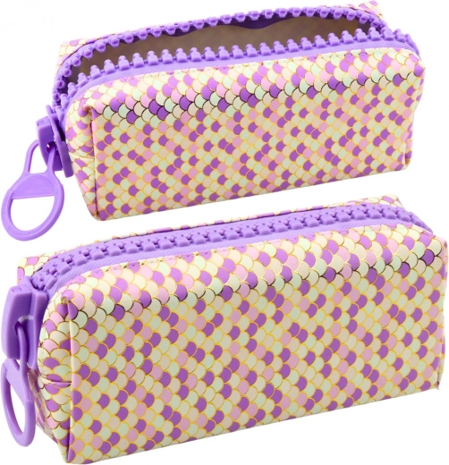 School Pencil Case Pattern Purple Sea Scales