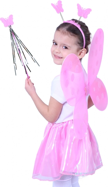 Motyli kostium z różowymi skrzydłami i akcesoriami