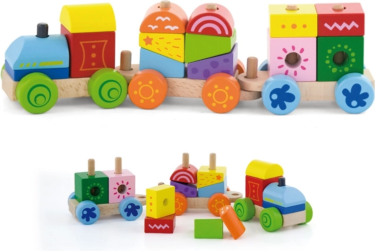 Babu wooden colorful train with carriages