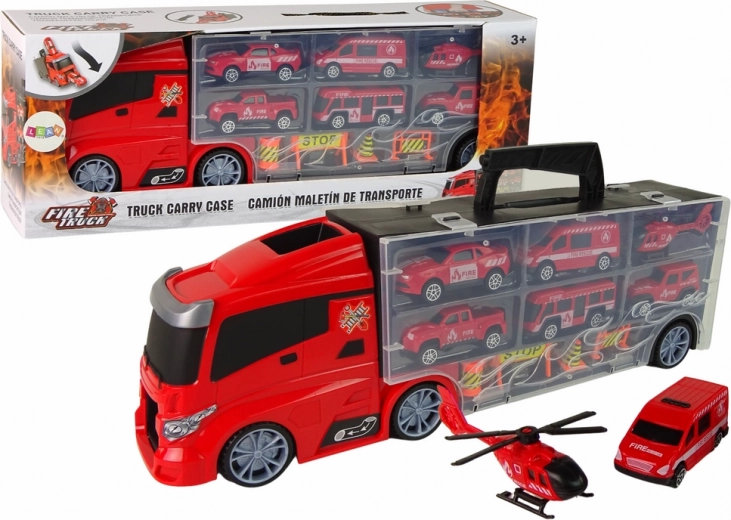 Zestaw strażackich samochodów ciężarowych