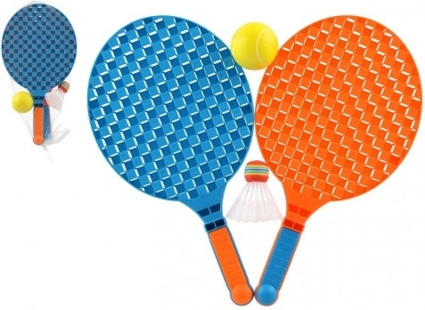 Set van kunststof rackets voor soft tennis met bal en netje