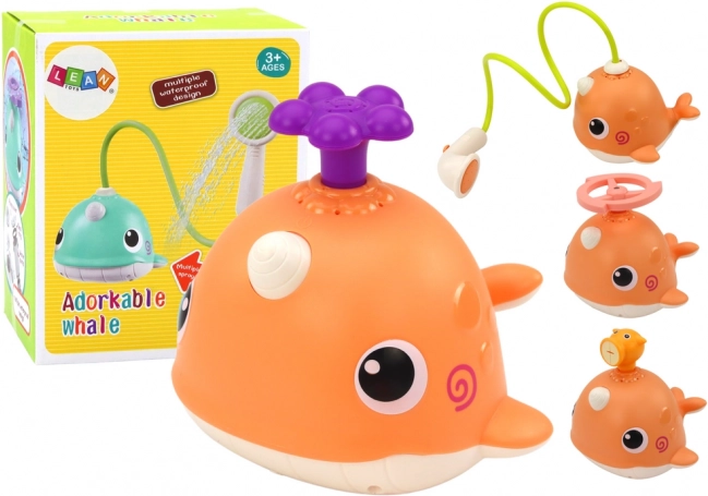 Jouet de bain Baleine avec 3 embouts orange