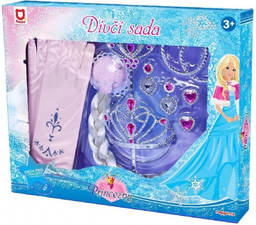 Set de princesse pour enfants avec gants et tresse, rose