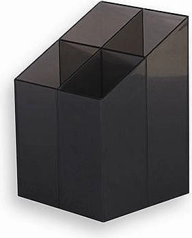 Support en plastique pour fournitures de bureau ICO, 4 compartiments, fumé transparent