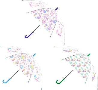 Transparent automatic umbrella with unicorns