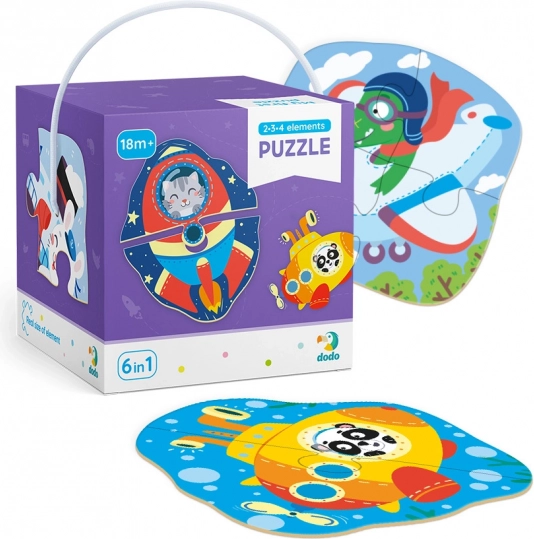 Puzzle 2–4 koščki Transport – obrisne otroške puzzle DODO