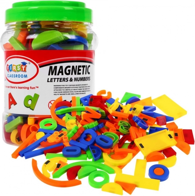 Set van kleurrijke magnetische letters, cijfers en vormen 128 stuks