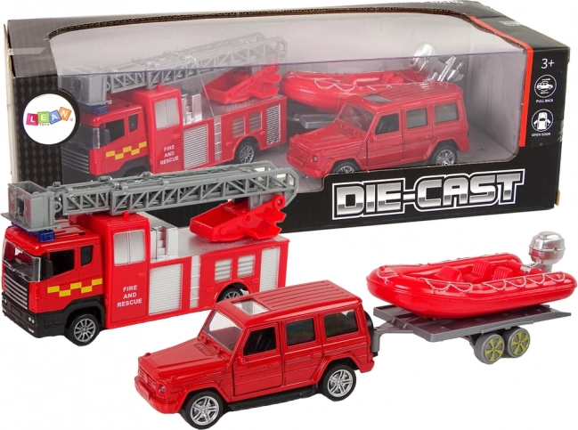 Set of Firefighting Vehicles with Inflatable Boat