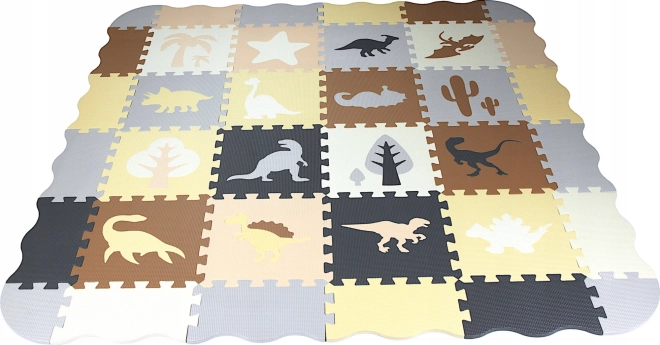 Tapis puzzle en mousse dinosaures avec bordures 28 x 28 cm