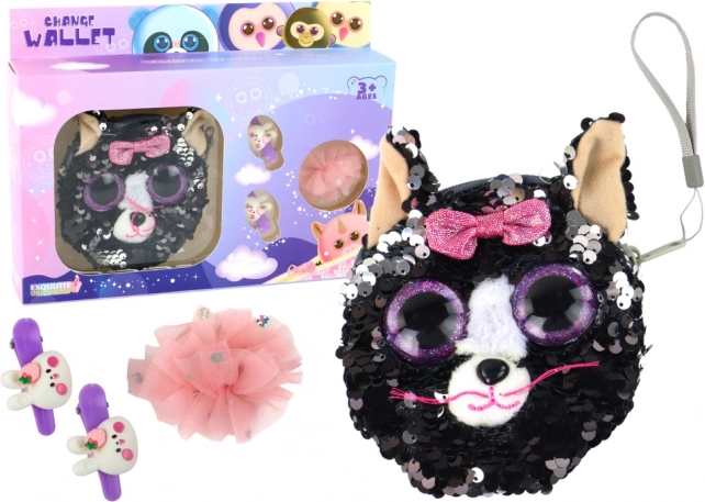 Ensemble pour filles avec pinces et porte-monnaie Chaton