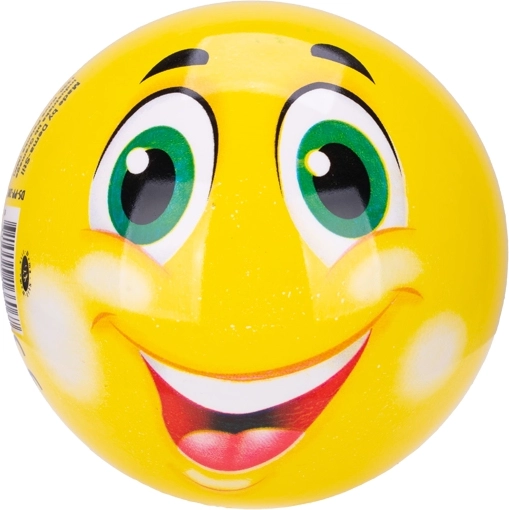 Farverig bold med glad ansigt 13 cm