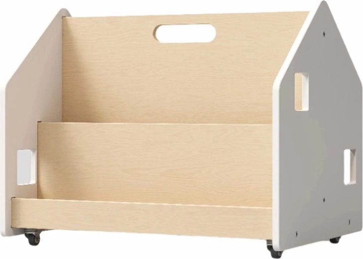 Busykids dubbele boekenplank op wieltjes wit