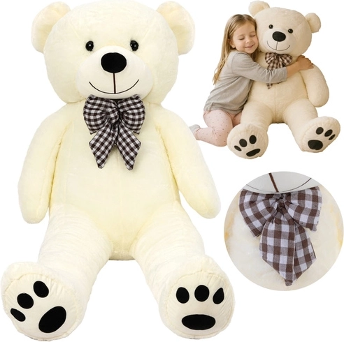 Plush Bear 140 cm Kruzzel – creamy cuddly toy with bow