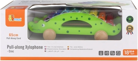 Xylophone à tirer en bois crocodile