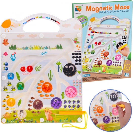 Magnetyczna edukacyjna tablica z labiryntem – nauka kolorów i liczenia