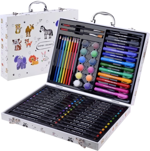 large drawing set in a suitcase with animals for children