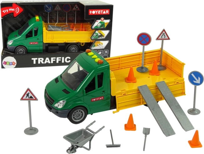 Camion ribaltabile stradale con trazione a frizione e accessori stradali