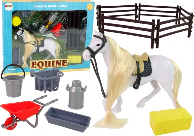 Figura di cavallo con criniera pettinabile e accessori