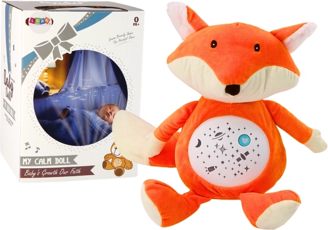 Ourson en peluche apaisant avec veilleuse et sons – renard, mode jour et nuit