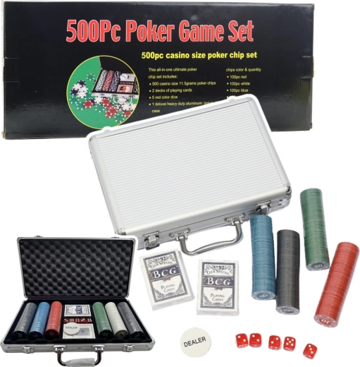 Professional poker set 500 pieces in an aluminum case